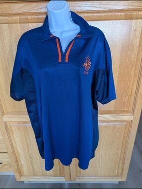 KNVB Blue Short Sleeve Holland Soccer Jersey with Orange Trim